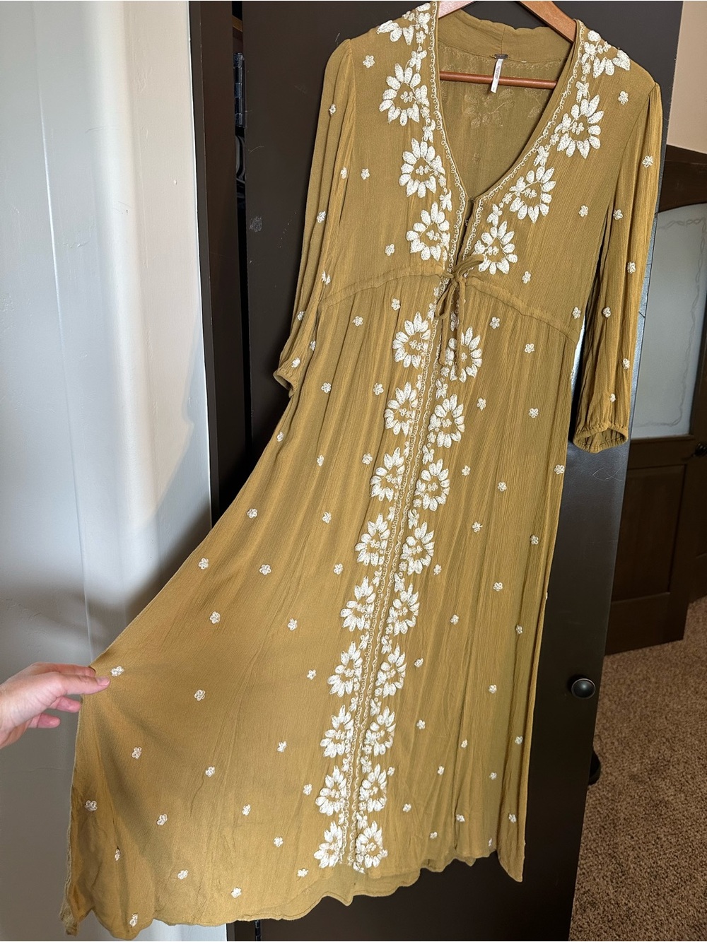 Free People Maxi Dress with Floral Embroidery